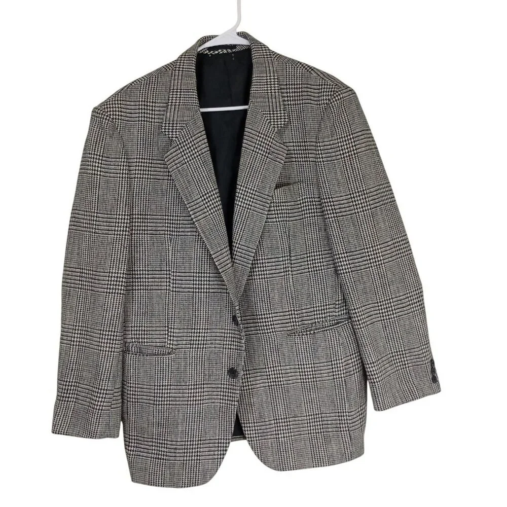 Gino Cappelli Blazer Jacket Sz 42S Men Black & White Glen CheckProfessional Wear